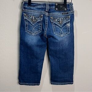 Vintage Miss Me Jeans Girls 14 Capri Crop Distressed Skinny Slim Shorts Blythe
